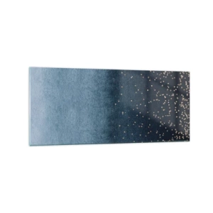 Obraz na szkle - Niebieskie gradienty z drobnymi złotymi akcentami - 120x50cm - Kompozycja – niebieskie fazy - Nowoczesna dekoracja ścienna do salonu i sypialni ARTTOR