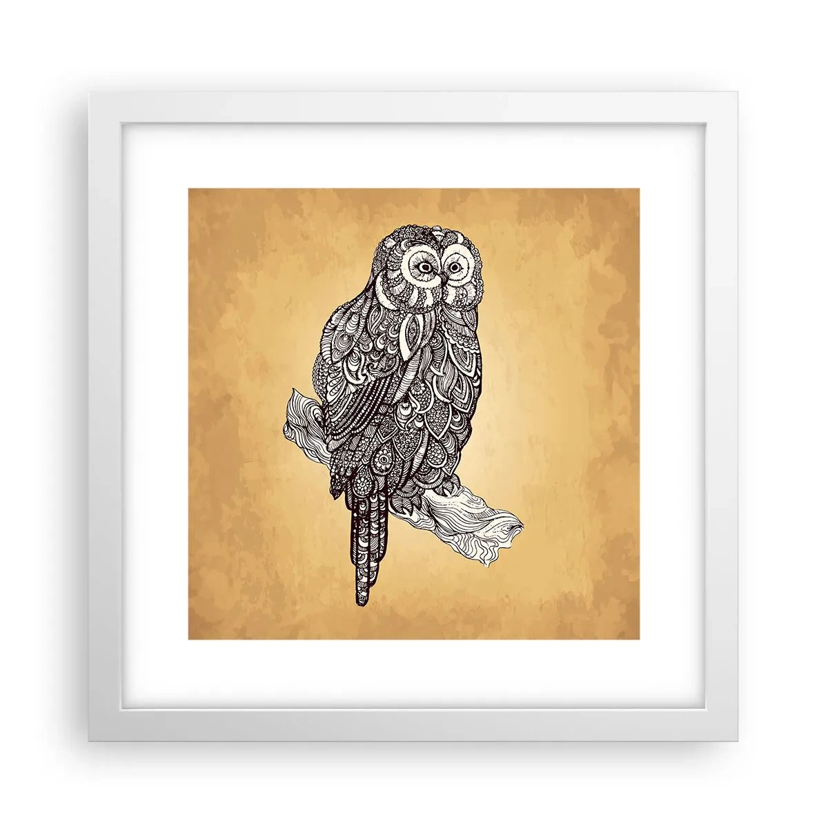 Plakat w białej ramie - Misterne ornamenty mądrości - 30x30 cm