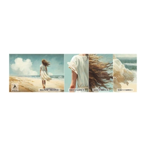Fototapeta Próbka Standard Eco - Na spotkanie słońca i wiatru - Dziewczyna, Plaża, Spacerować - 100x30 cm