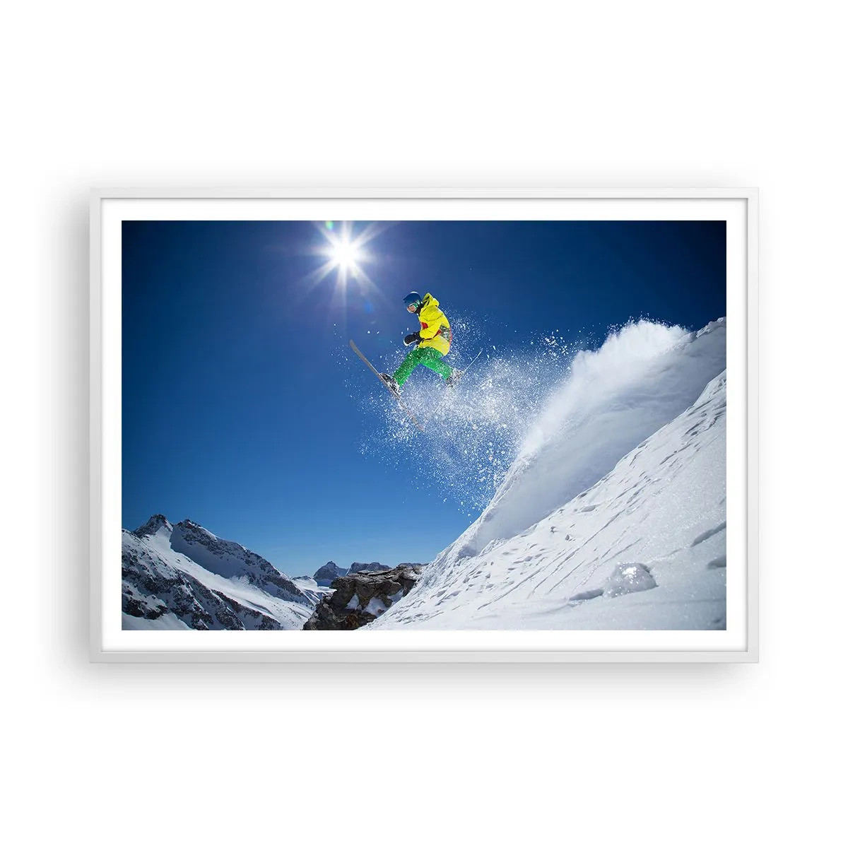 Plakat w białej ramie - Tańczący z górami - 100x70 cm