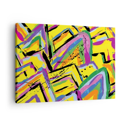 Obraz na płótnie - Żywa abstrakcja w jaskrawych kolorach i dynamicznych kształtach - 70x50cm - Aż krzyczy z radości - Nowoczesna dekoracja ścienna do salonu i sypialni ARTTOR