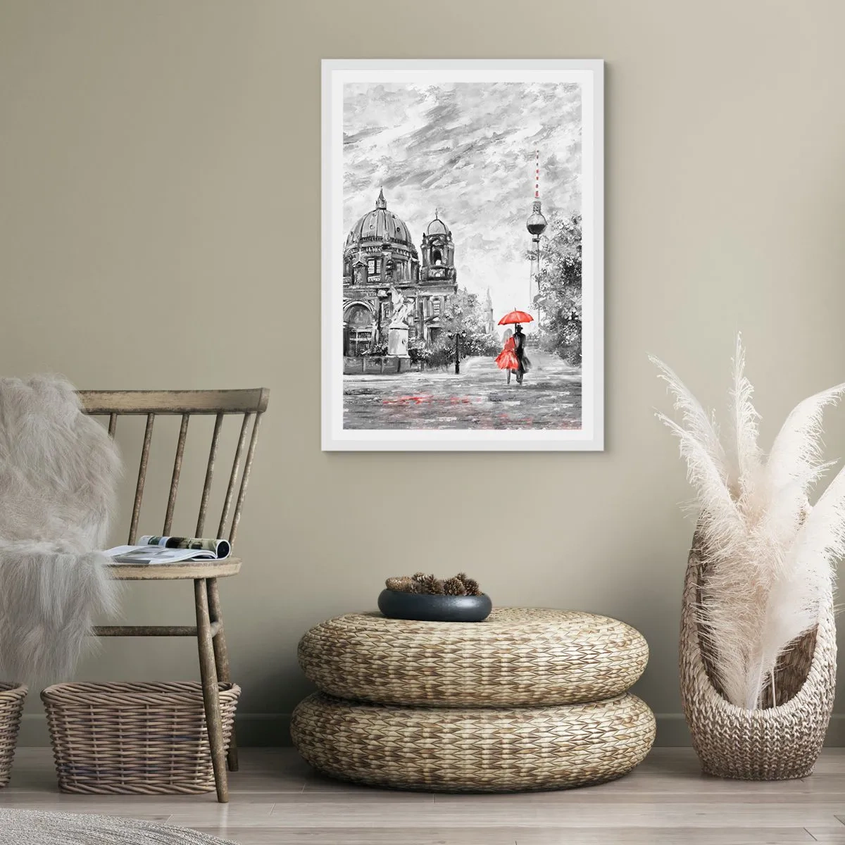 Plakat w białej ramie - Berlińskie spotkanie - 70x100 cm