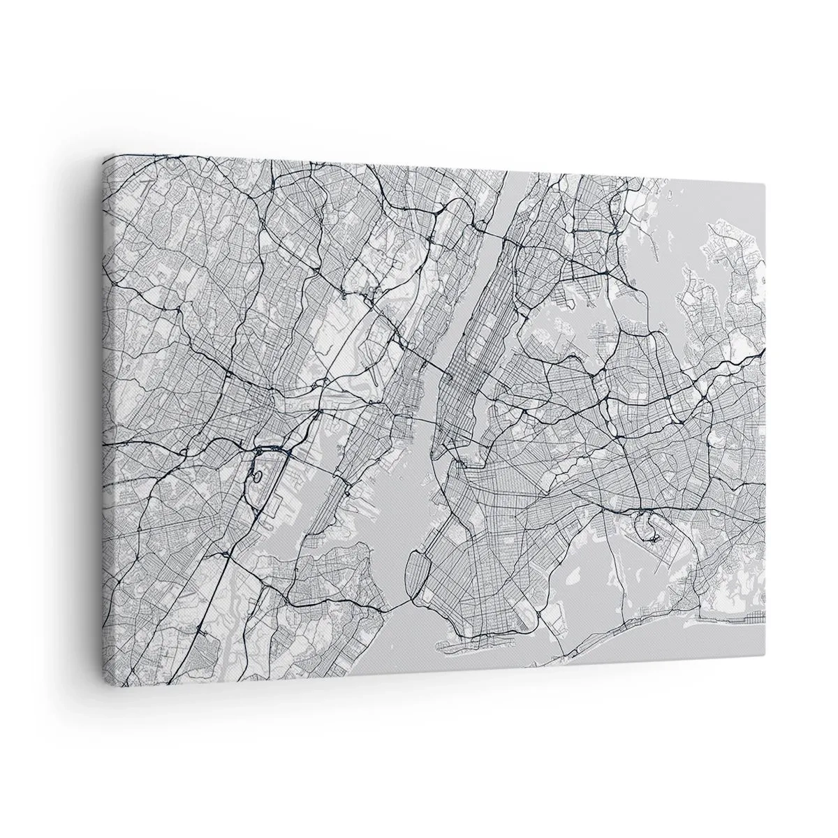 Obraz na płótnie - Mapa miasta w minimalistycznym stylu na szarym tle - 70x50cm - Anatomia metropolii - Nowoczesna dekoracja ścienna do salonu i sypialni ARTTOR