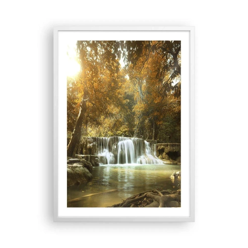 Plakat w białej ramie - Parkowa kaskada - 50x70 cm