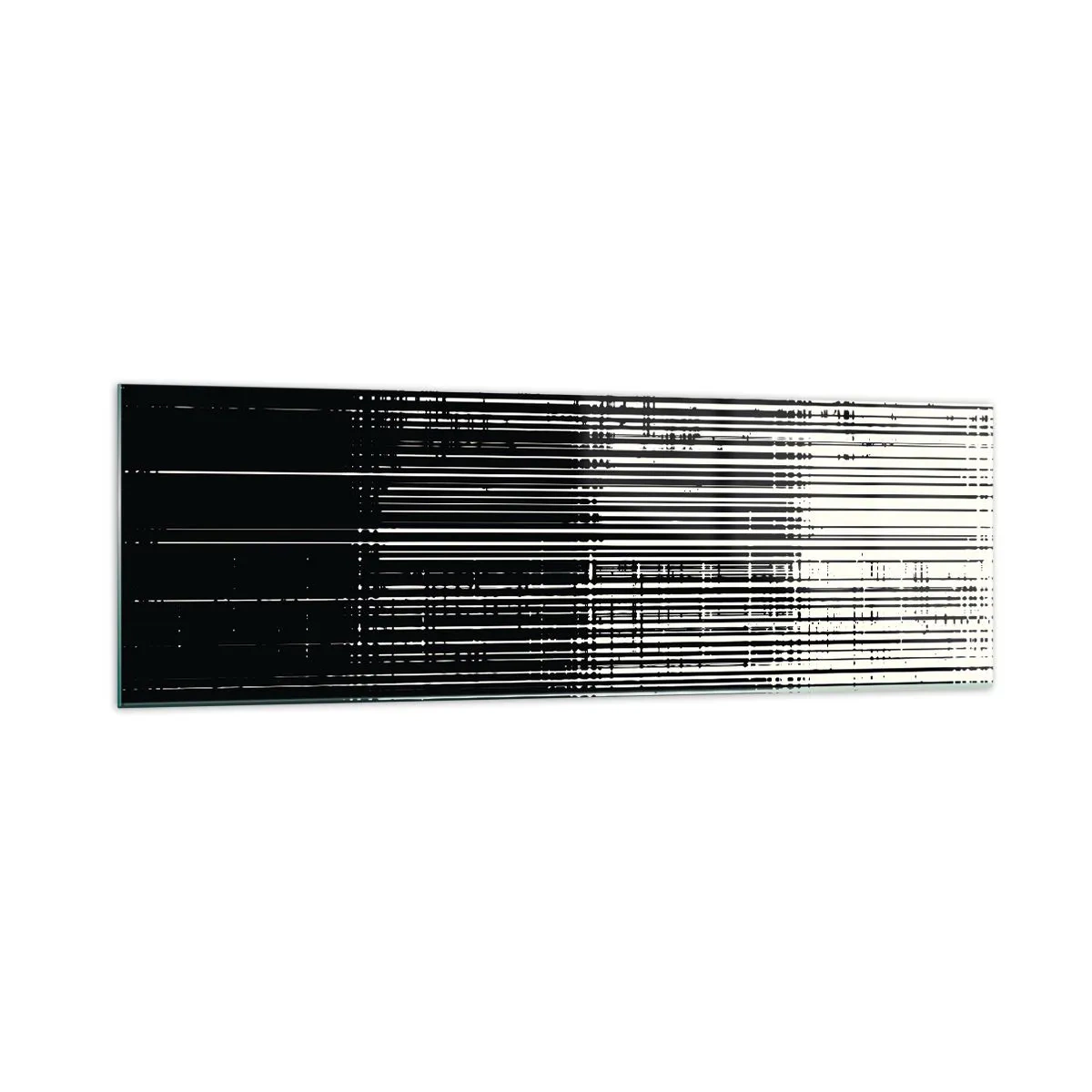 Obraz na szkle - Abstrakcyjna kompozycja linii w kontrastowej czerni i bieli - 160x50cm - Fale i drgania - Nowoczesna dekoracja ścienna do salonu i sypialni ARTTOR