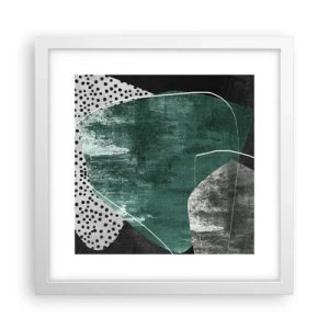 Plakat w białej ramie - Barwna abstrakcja z płatkiem złota - 30x30 cm