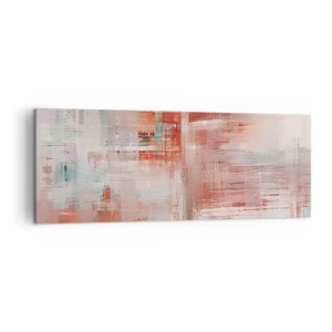 Obraz na płótnie - Abstrakcyjna kompozycja z odcieniami czerwieni i pastelowych barw - 140x50cm - Zamglone. Ale różowe - Nowoczesna dekoracja ścienna do salonu i sypialni ARTTOR