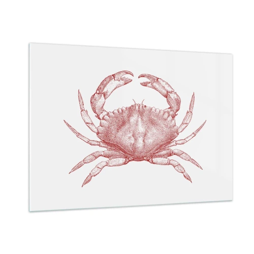 Obraz na szkle - Szkic czerwonego kraba na jasnym tle w stylu retro - 100x70cm - Krab nad kraby - Nowoczesna dekoracja ścienna do salonu, kuchni i sypialni ARTTOR