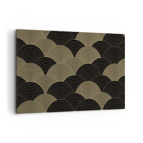 Obraz na płótnie - Wzór w stylu art deco z półokręgami i złotymi liniami - 120x80cm - Jedność w wielości - Nowoczesna dekoracja ścienna do salonu, kuchni i sypialni ARTTOR