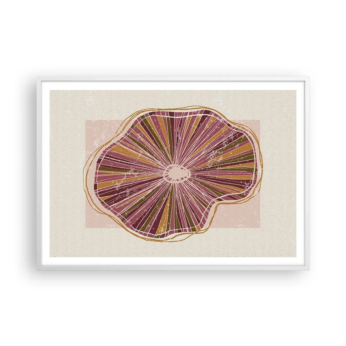 Plakat w białej ramie - Abstrakcja promienista - 100x70 cm