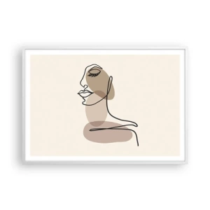 Plakat w białej ramie - Zasłuchana w siebie - 100x70 cm