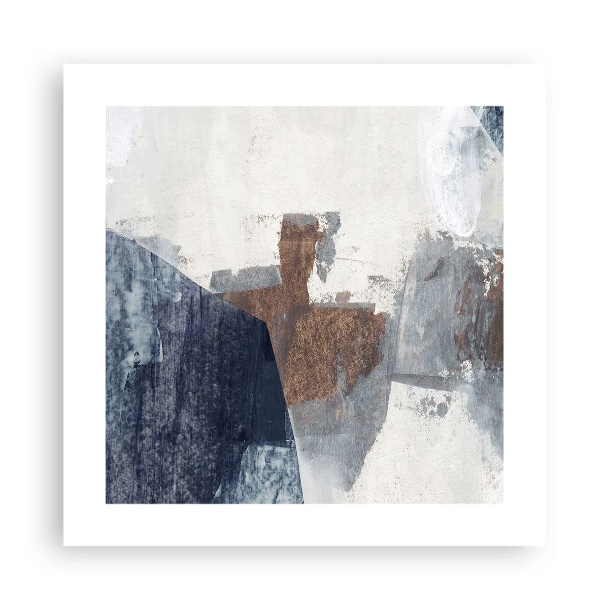 Plakat - Błękitno-brunatne kształty - 40x40 cm