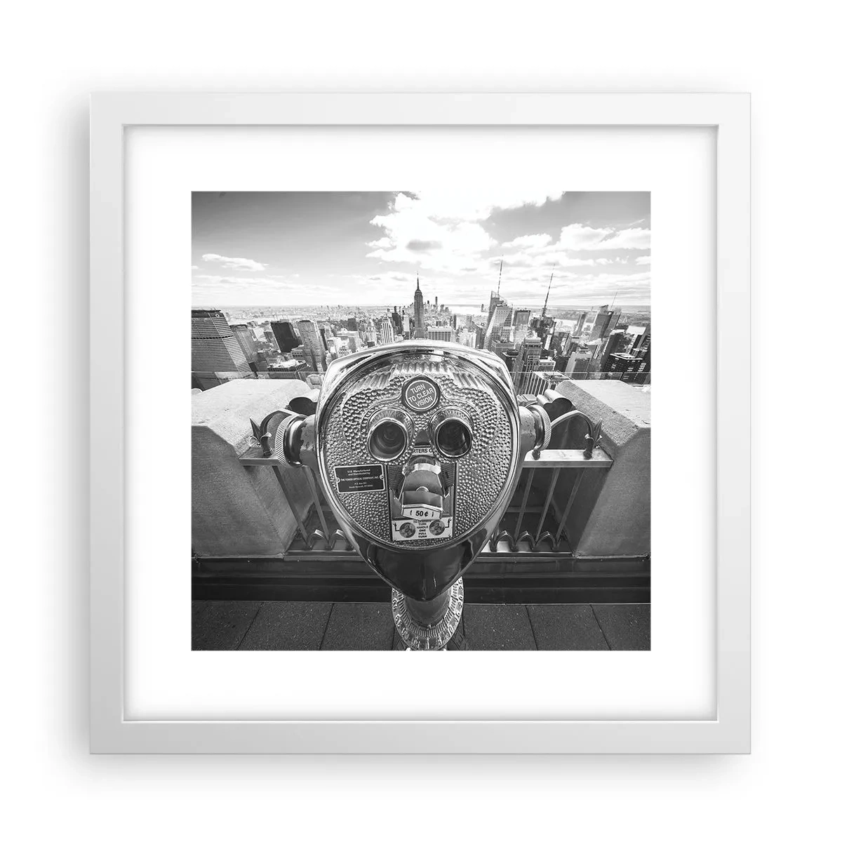 Plakat w białej ramie - Miasto nad miastami - 30x30 cm