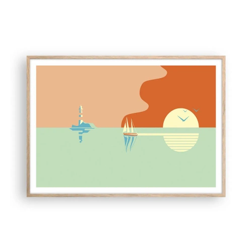 Plakat w ramie jasny dąb - Morski pejzaż idealny - 100x70 cm