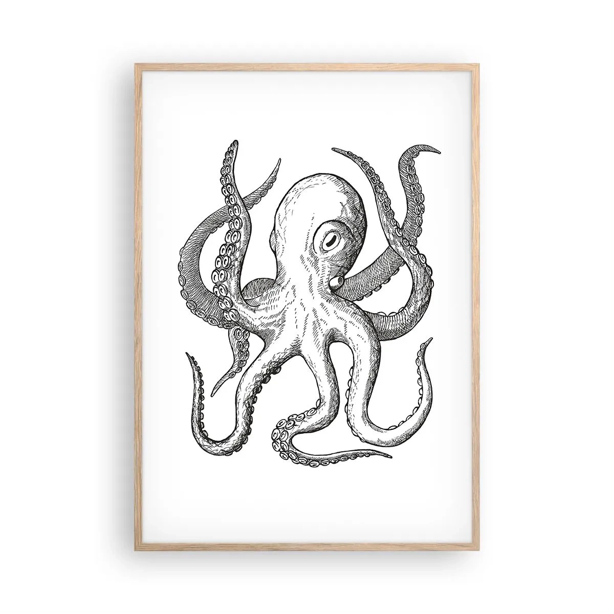 Plakat w ramie jasny dąb - Tańcząca z falami - 70x100 cm