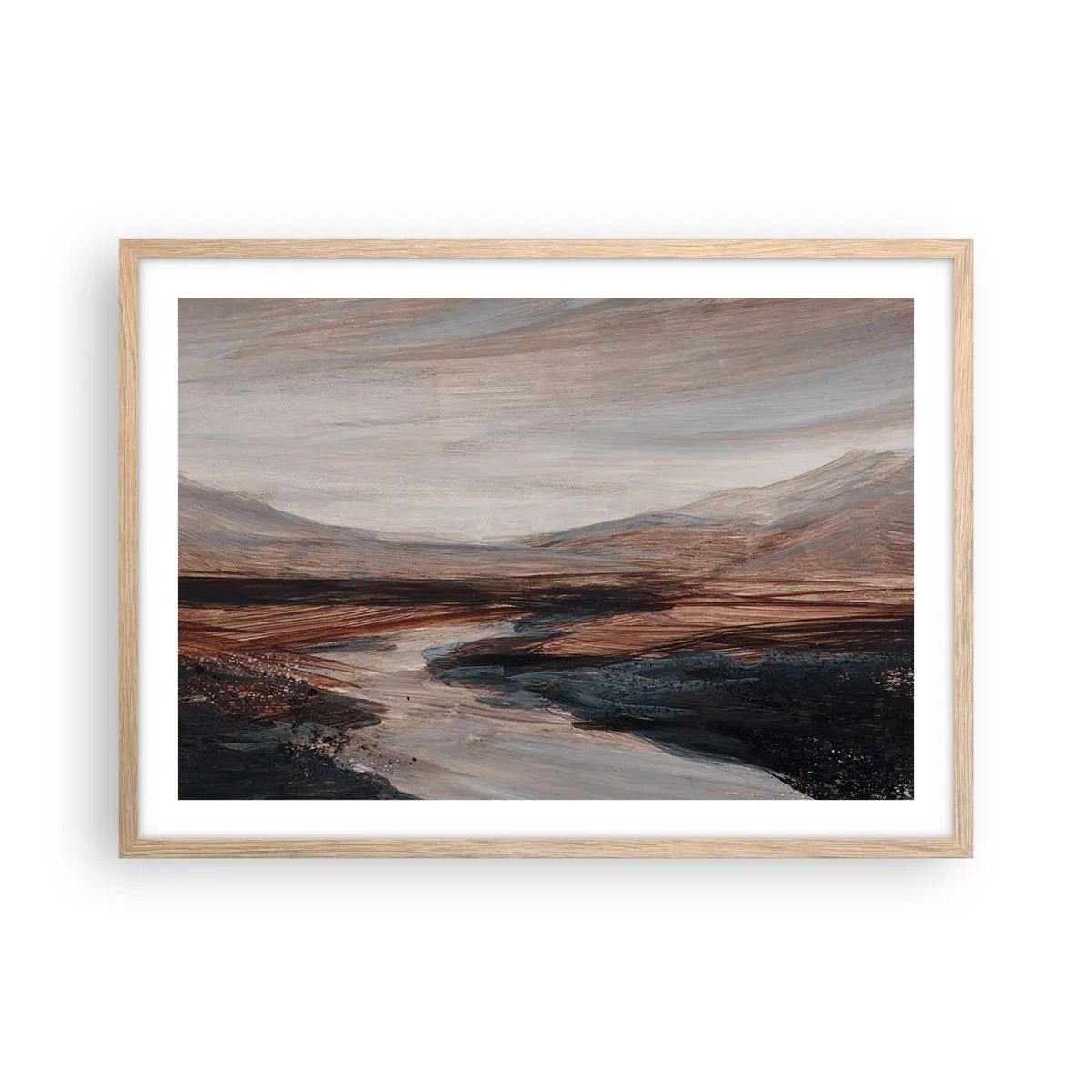Plakat w ramie jasny dąb - Spokojna dolina - 70x50 cm