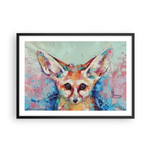 Plakat w czarnej ramie - Kolorowy portret fenka w stylu malarstwa ekspresyjnego - 70x50cm - Jesteście na mnie gotowi? - Nowoczesna dekoracja ścienna do salonu i sypialni ARTTOR