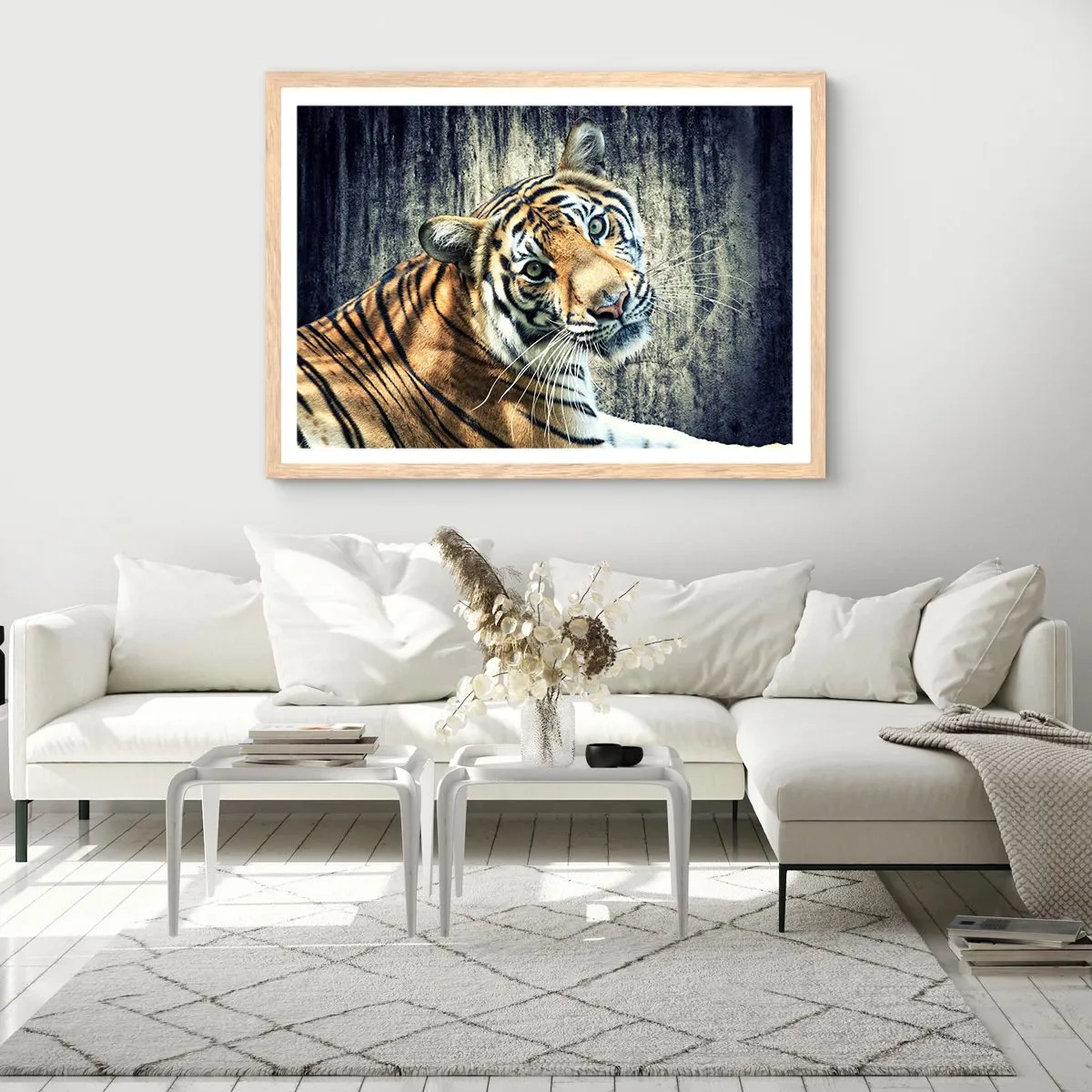 Plakat w ramie jasny dąb - Portret w strugach światła - 70x50 cm