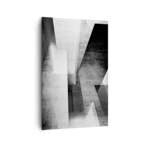 Obraz na płótnie - Geometryczne kształty w monochromatycznej kompozycji - 80x120cm - Struktura przestrzeni - Nowoczesna dekoracja ścienna do salonu i sypialni ARTTOR