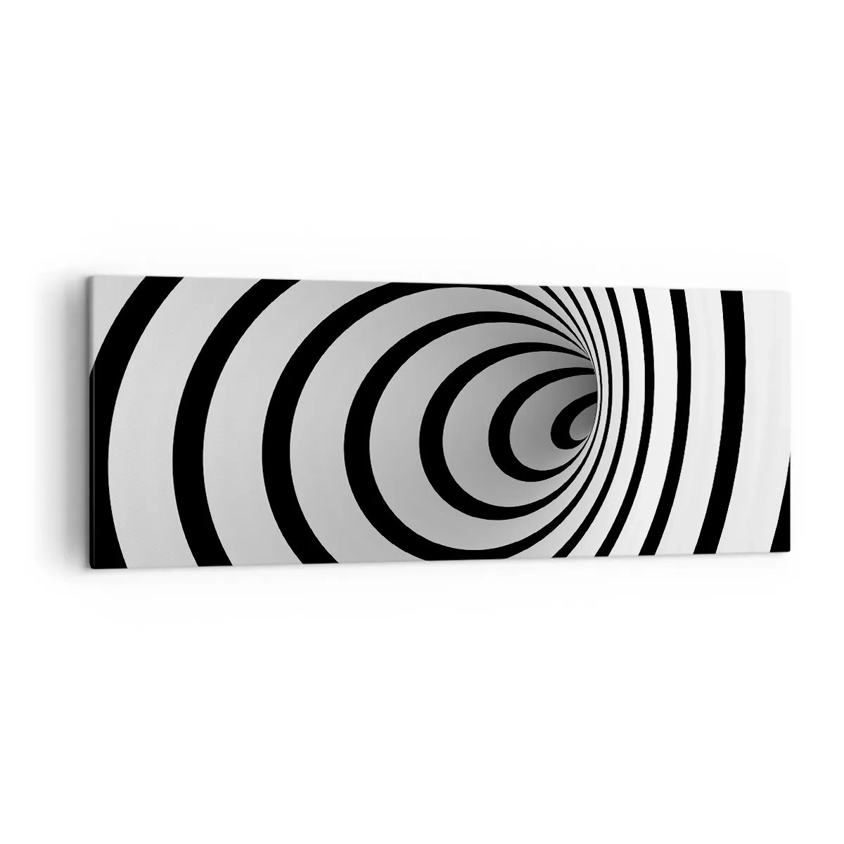 Obraz na płótnie - Czarno-biała spirala tworząca efekt hipnotyczny - 140x50cm - Też nie możesz się oprzec? - Nowoczesna dekoracja ścienna do salonu i sypialni ARTTOR