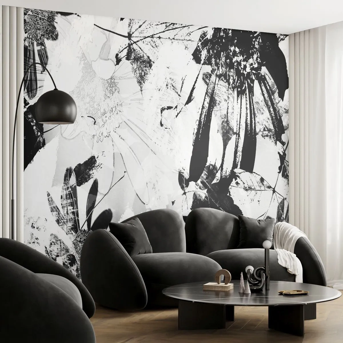 Fototapeta Premium Sand - Jesień w negatywie - Abstrakcja, Kwiaty, Grafika - 400x280 cm