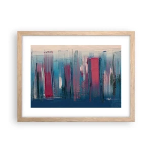 Plakat w ramie jasny dąb - Kompozycja wertykalna w błękicie i czerwieni - 40x30 cm
