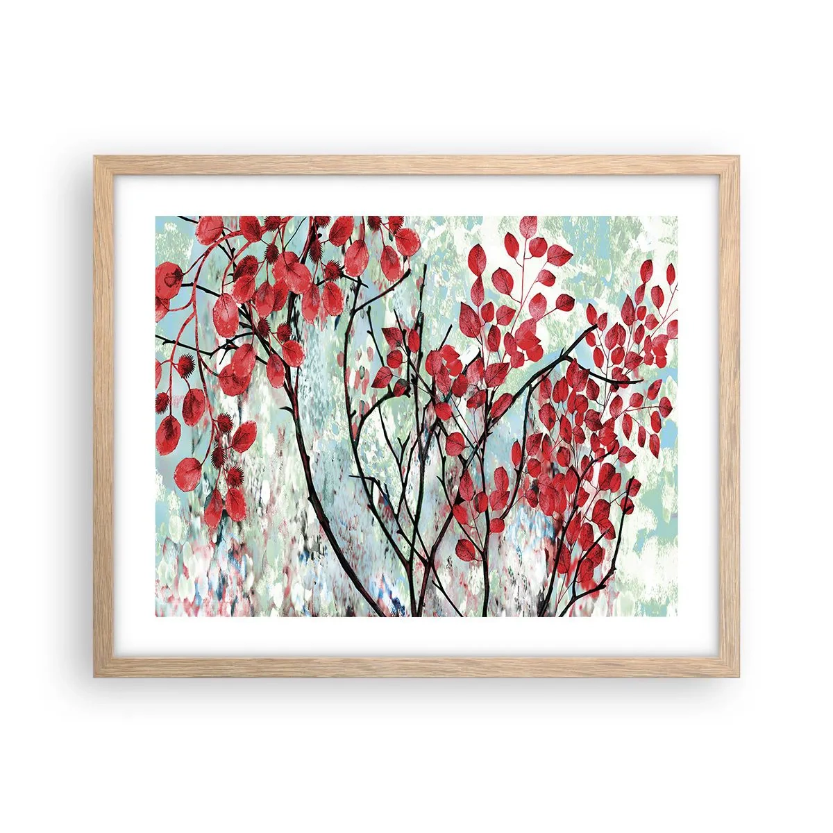 Plakat w ramie jasny dąb - Drzewo w szkarłacie - 50x40 cm