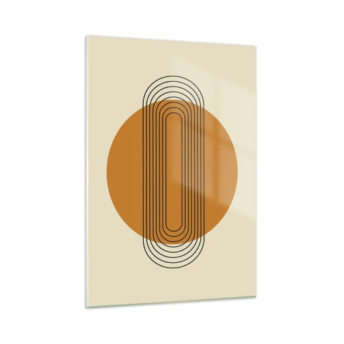 Obraz na szkle - Geometryczna abstrakcja z okręgiem i liniami - 50x70cm - Plan doskonały - Nowoczesna dekoracja ścienna do salonu, kuchni i sypialni ARTTOR