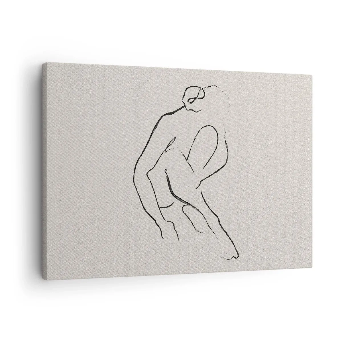 Obraz na płótnie - Minimalistyczna sylwetka w czerni na jasnym tle - 70x50cm - Szkic intymny - Nowoczesna dekoracja ścienna do salonu i sypialni ARTTOR