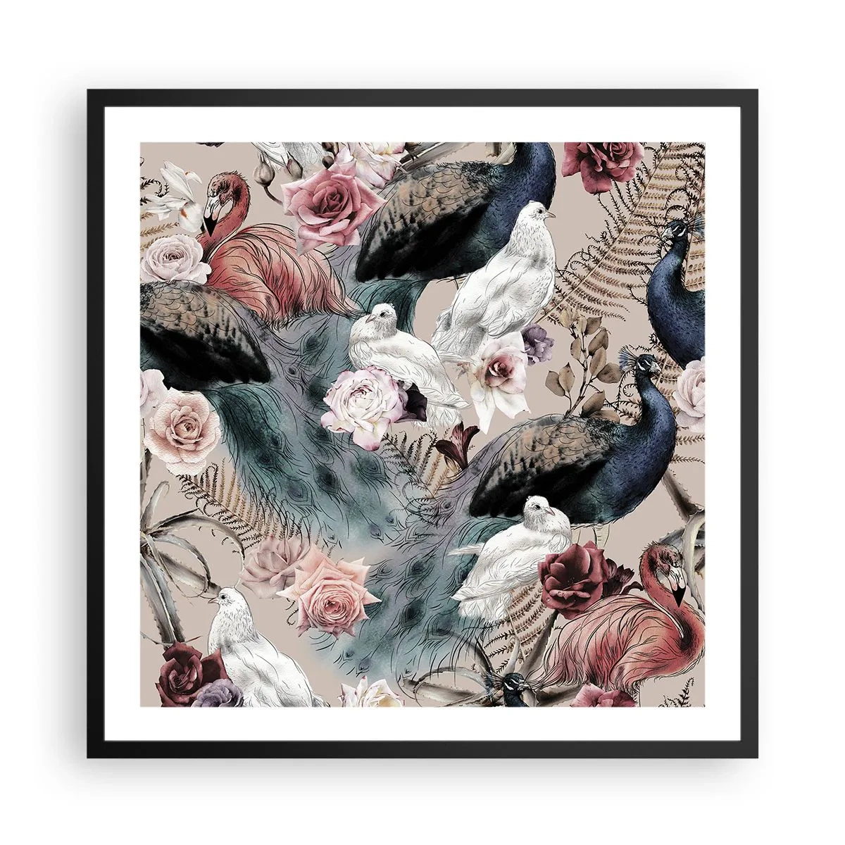 Plakat w czarnej ramie - W pałacowym ogrodzie - 60x60 cm
