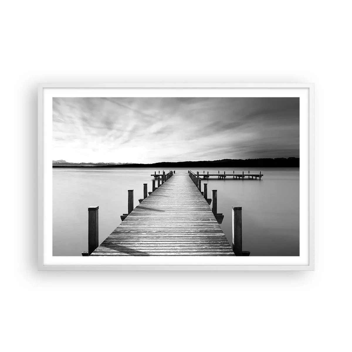 Plakat w białej ramie - U wodopoju – spokoju - 91x61 cm