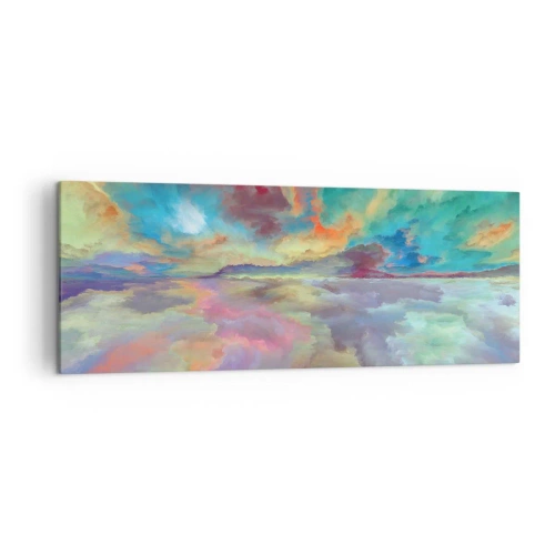 Obraz na płótnie - Kolorowy krajobraz chmur w abstrakcyjnym stylu - 140x50cm - Dwa nieba - Nowoczesna dekoracja ścienna do salonu i sypialni ARTTOR