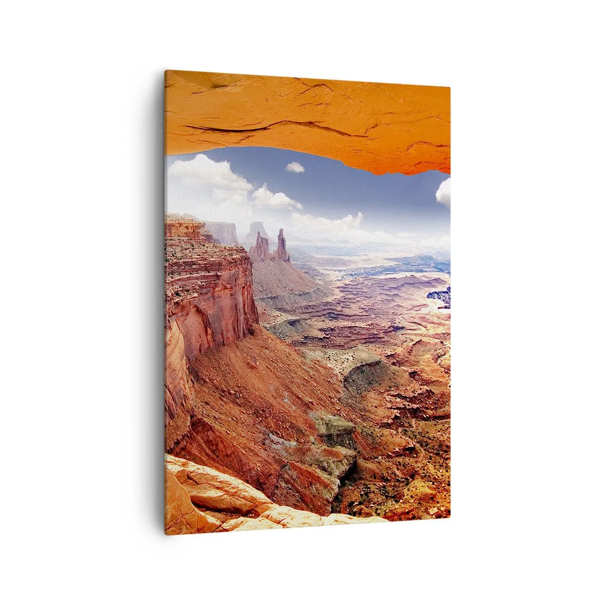 Obraz na płótnie - Kanion widziany przez skalne okno z ciepłymi odcieniami skał - 70x100cm - Wyrzeźbione przez samą naturę - Nowoczesna dekoracja ścienna do salonu i sypialni ARTTOR