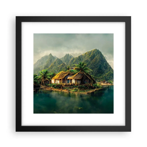Plakat w czarnej ramie - Tropikalny raj - 30x30 cm