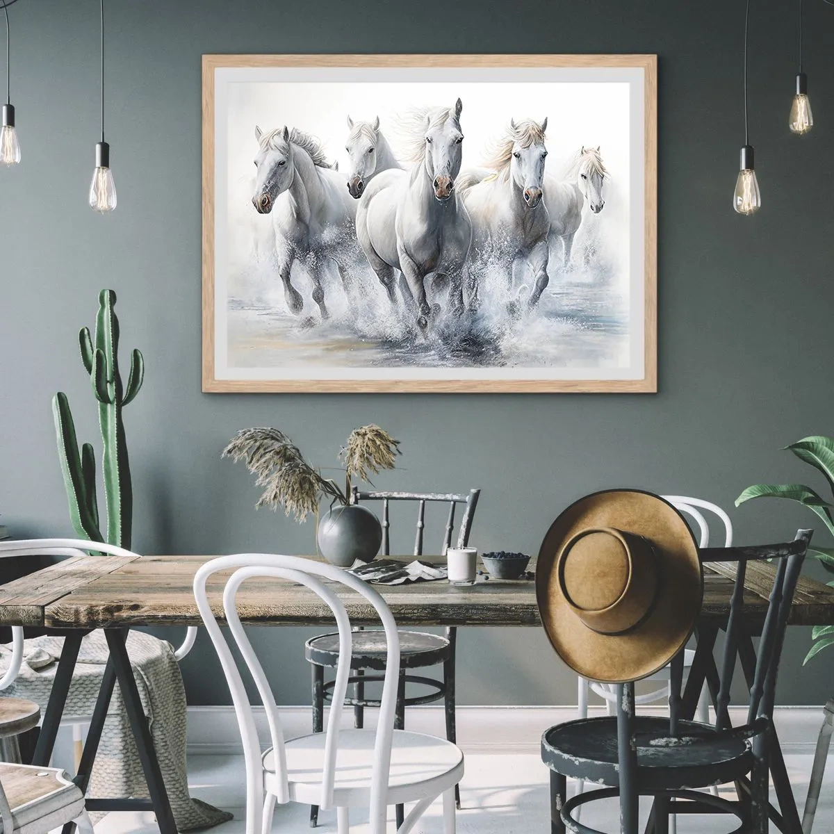 Plakat w ramie jasny dąb - Biała magia - 100x70 cm