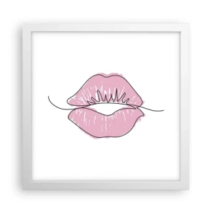 Plakat w białej ramie - Gotowy do pocałunku? - 30x30 cm