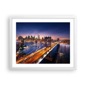 Plakat w białej ramie - Świetlistym mostem do serca miasta - 50x40 cm
