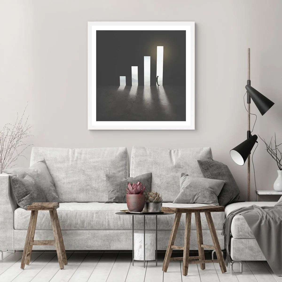 Plakat w białej ramie - Sukces – impresja - 30x30 cm