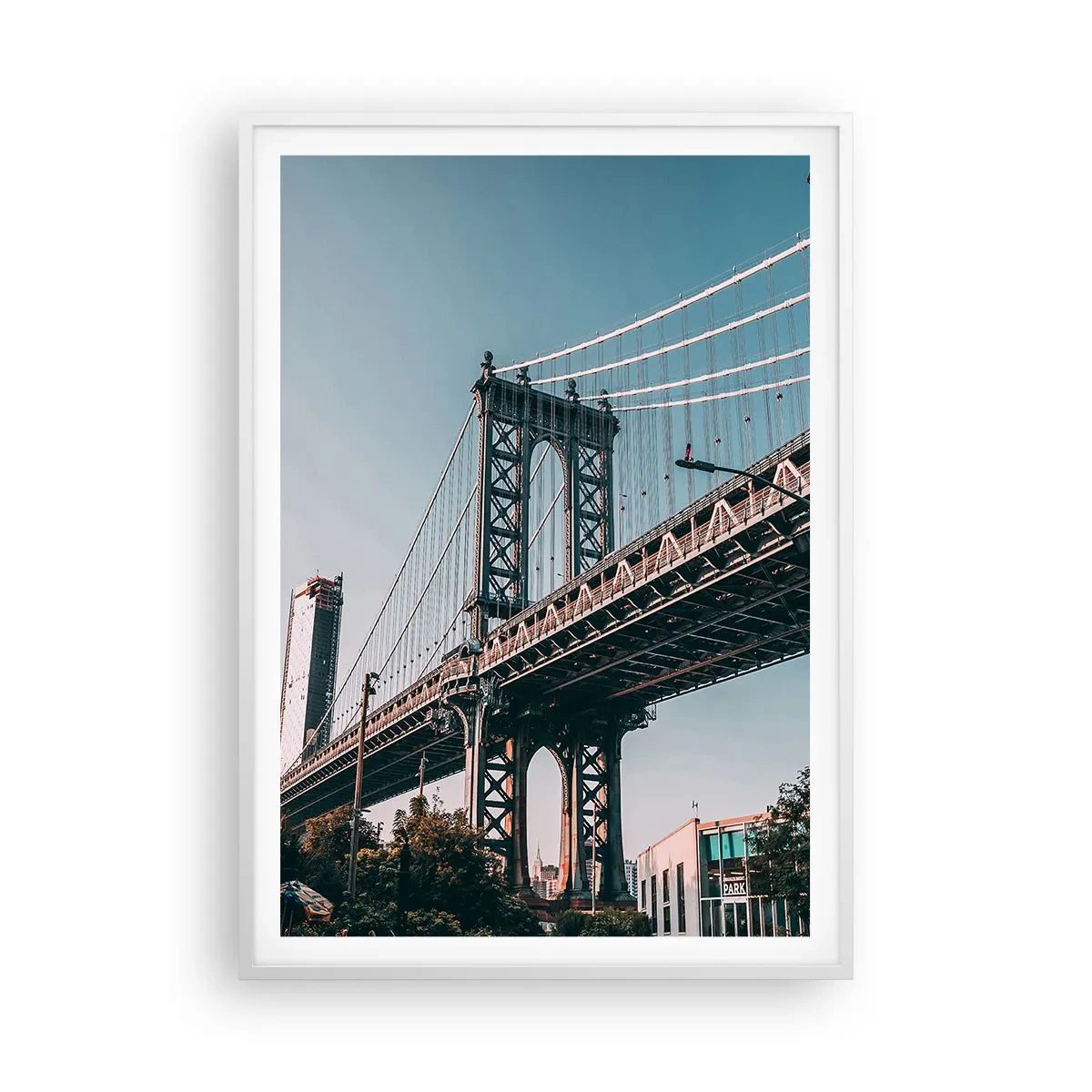 Plakat w białej ramie - Nad falami miasta - 70x100 cm