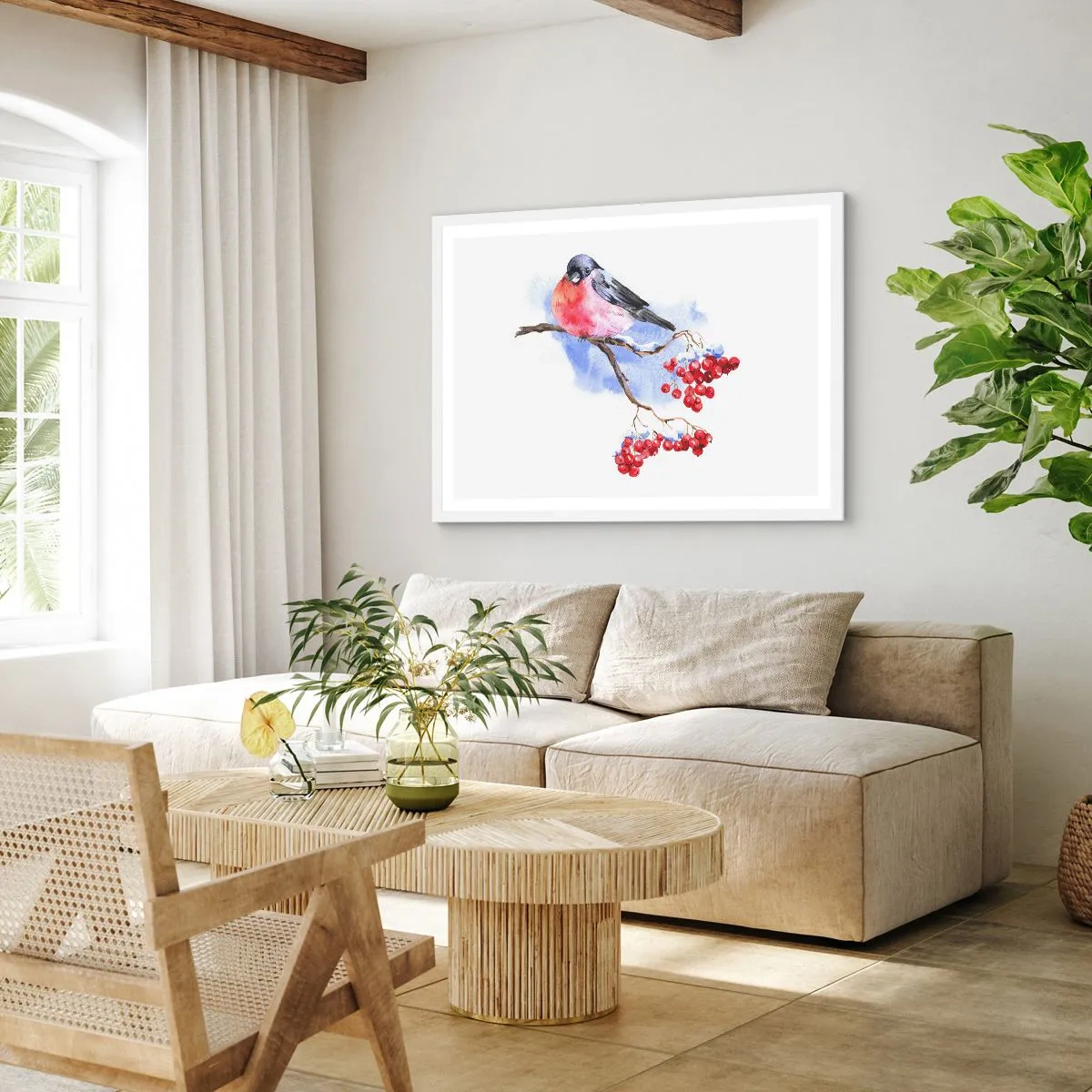 Plakat w białej ramie - Zima w kolorze - 100x70 cm