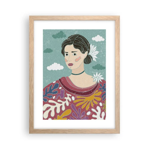 Plakat w ramie jasny dąb - Z melancholią w spojrzeniu - 30x40 cm