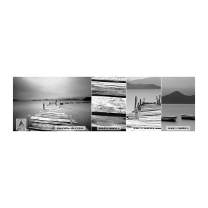 Fototapeta Próbka Samoprzylepna Deluxe Sticker - Za górami, za morzami - Krajobraz , Drewniany Pomost, Łódź - 100x30 cm