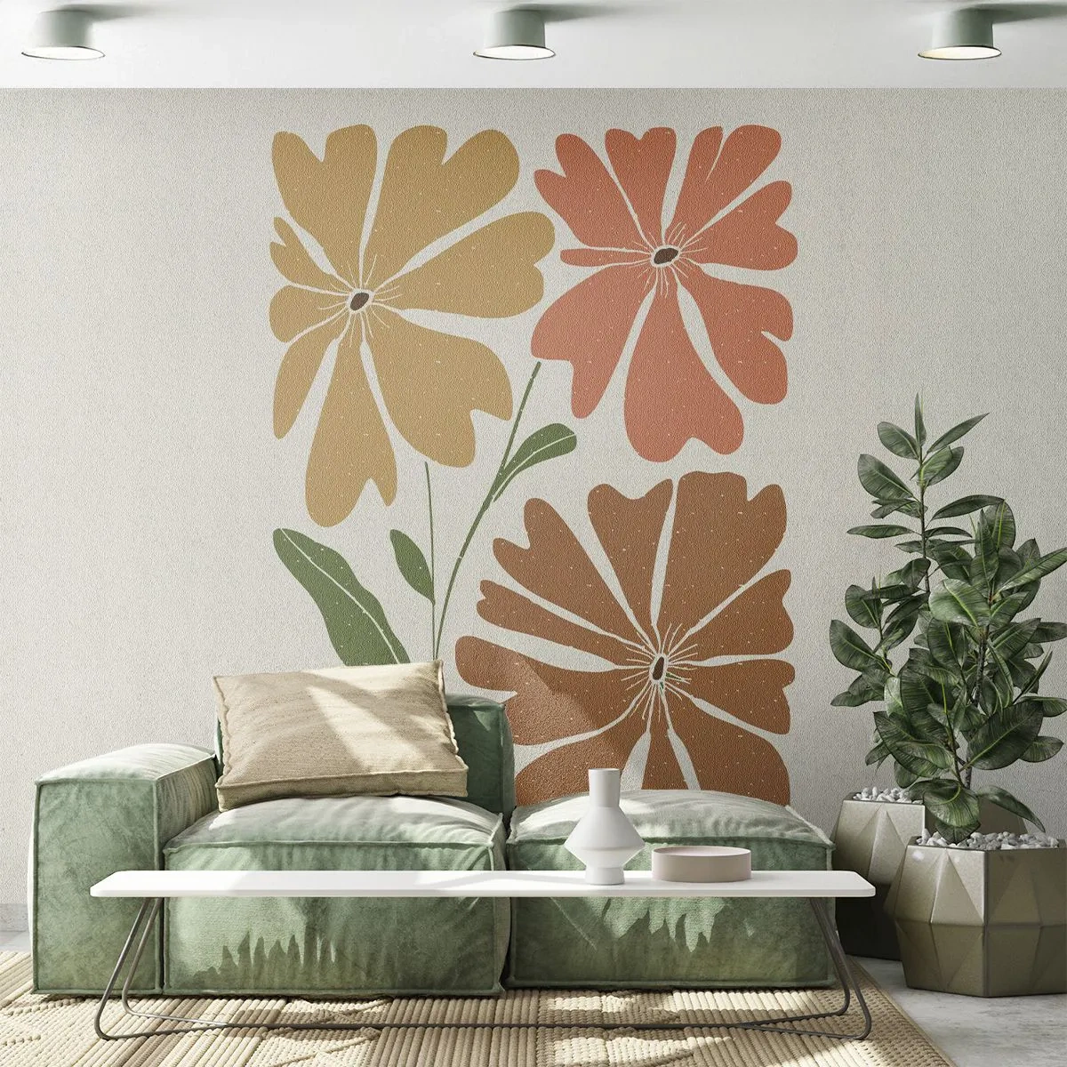 Fototapeta Premium Canvas - Natura i geometria - Boho, Kwiaty, Minimalizm - 250x175 cm