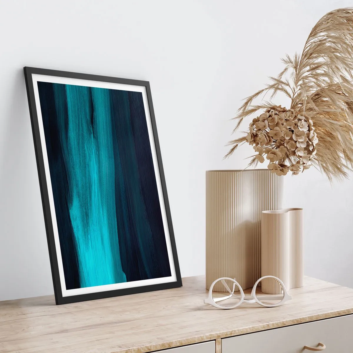 Plakat w czarnej ramie - Popłyń z nurtem - 70x100 cm
