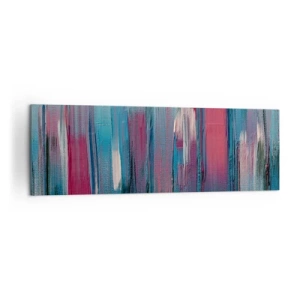 Obraz na płótnie - Abstrakcyjne pionowe formy w odcieniach błękitu i czerwieni - 160x50cm - Kompozycja wertykalna w błękicie i czerwieni - Nowoczesna dekoracja ścienna do salonu i sypialni ARTTOR