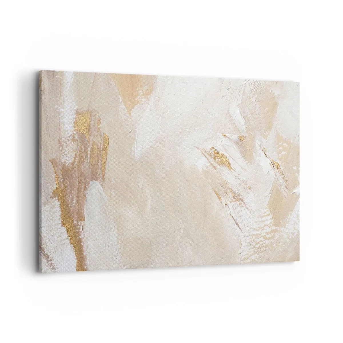 Obraz na płótnie - Delikatne abstrakcyjne tony w odcieniach beżu i złota - 120x80cm - Pastelowa kompozycja - Nowoczesna dekoracja ścienna do salonu, kuchni i sypialni ARTTOR