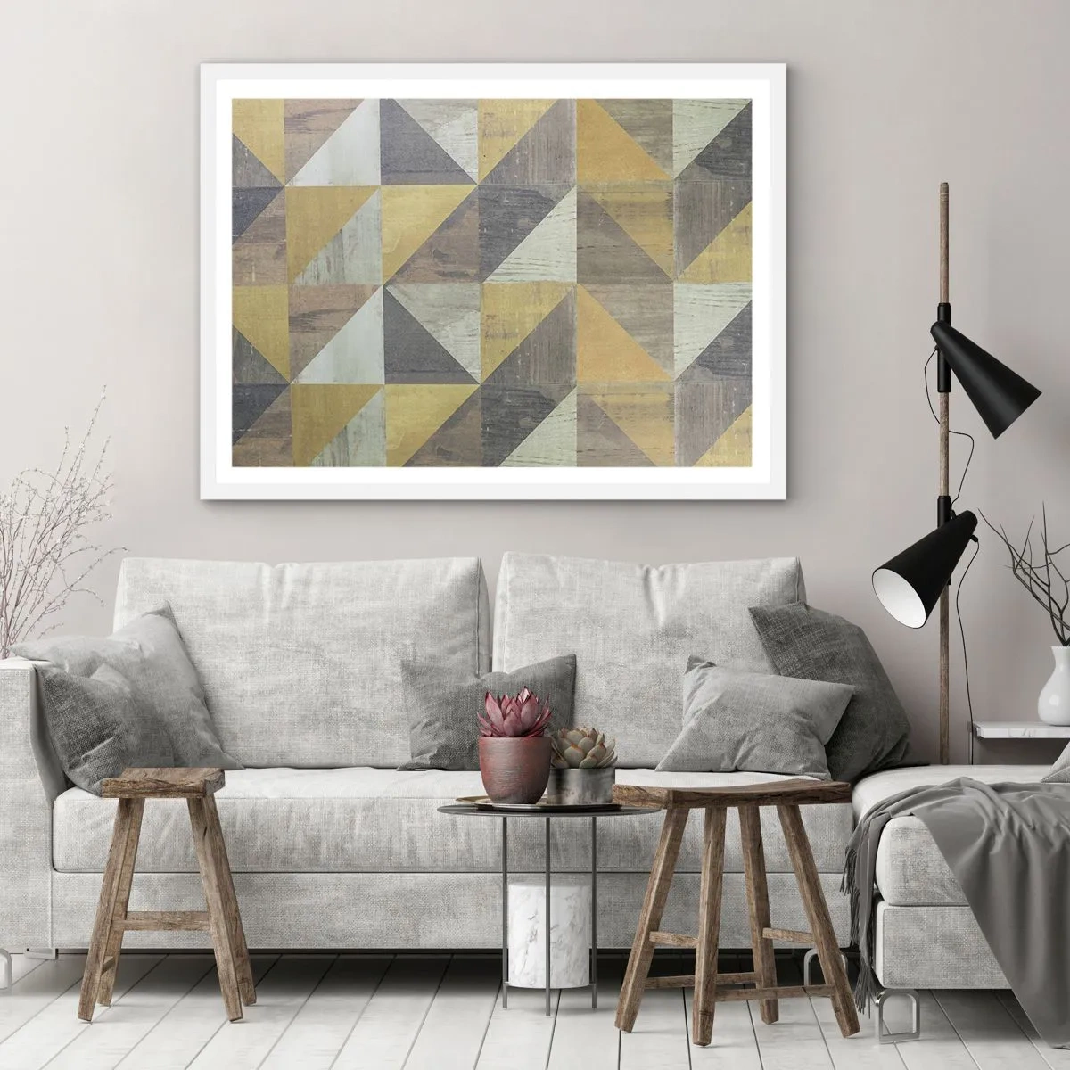 Plakat w białej ramie - Pod kątem trójkąta - 40x30 cm
