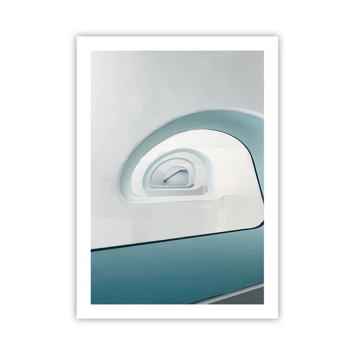 Plakat - Nowoczesne zakrzywione linie i struktury architektoniczne w jasnych barwach - 50x70cm - Do dna błękitu - Nowoczesna dekoracja ścienna do salonu, kuchni i sypialni ARTTOR