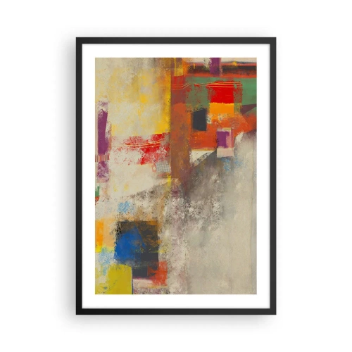 Plakat w czarnej ramie - Abstrakcyjna kompozycja w żywych kolorach - 50x70cm - Geometria barw - Nowoczesna dekoracja ścienna do salonu i sypialni ARTTOR