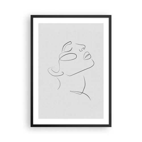 Plakat w czarnej ramie - Minimalistyczny portret kobiety w stylu line art - 50x70cm - Meandry marzenia - Nowoczesna dekoracja ścienna do salonu i sypialni ARTTOR
